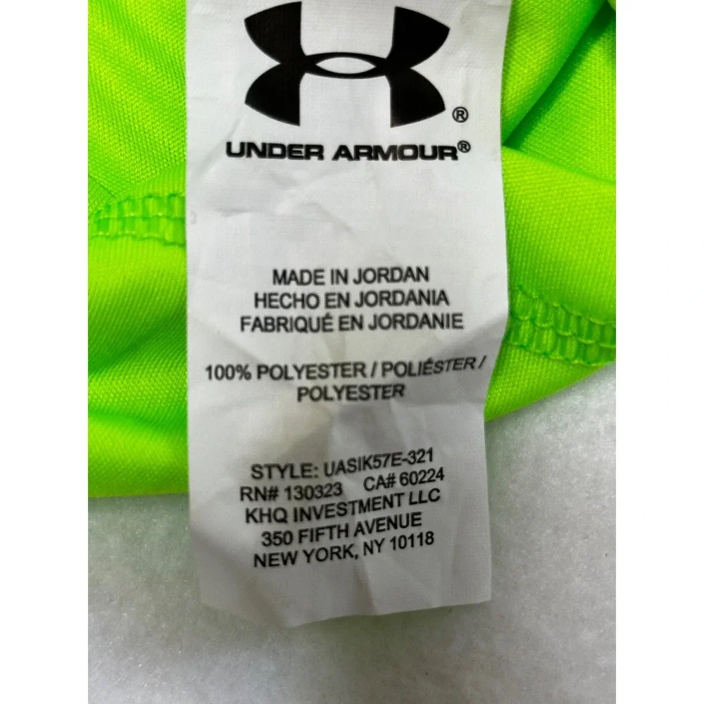Under Armour Rash Guard Boys Size 4 Lime Green Short Sleeve UPF 50 Good
